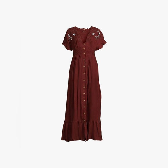 New! Free People x Revolve Colette Embroidered Eyelet Maxi Dress Cinnamon🥀 Small - Picture 10 of 16